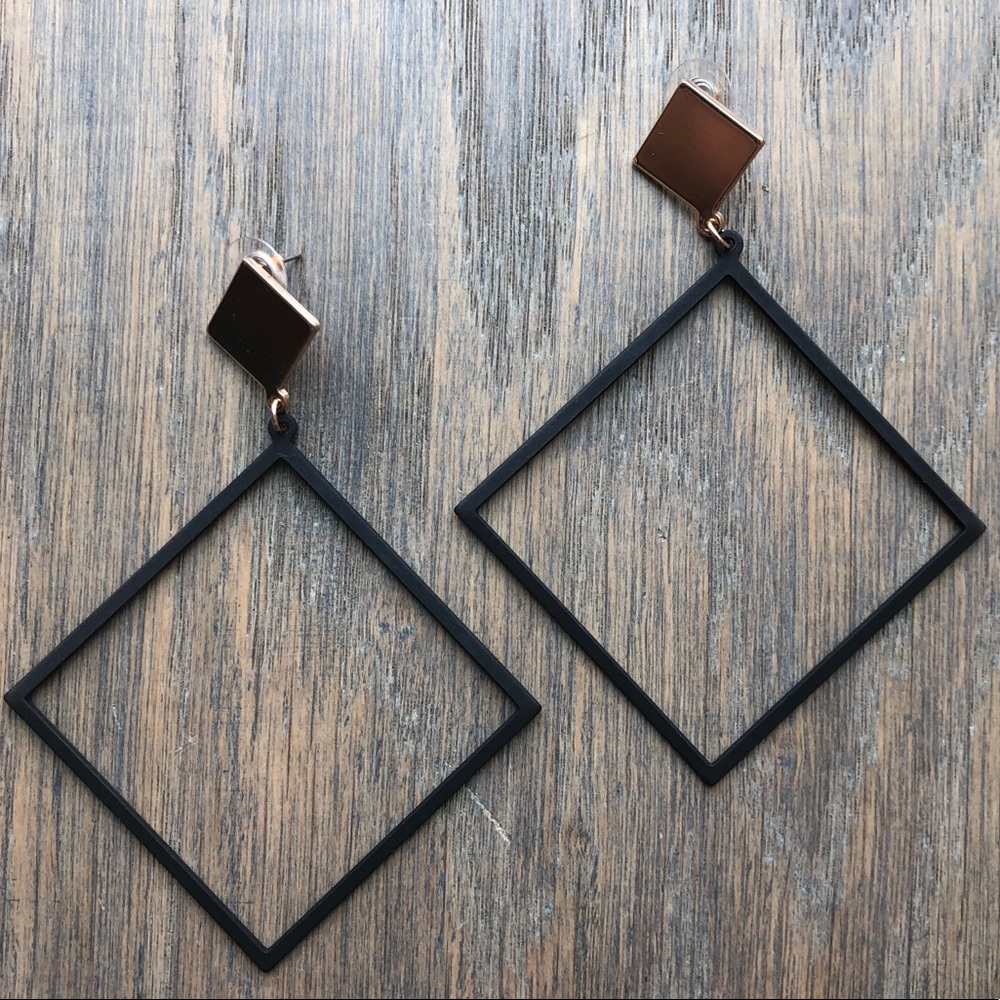Black Diamond shaped black matted earrings